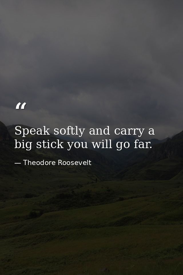 Speak softly and carry a big stick you will go far. — Theodore Roosevelt