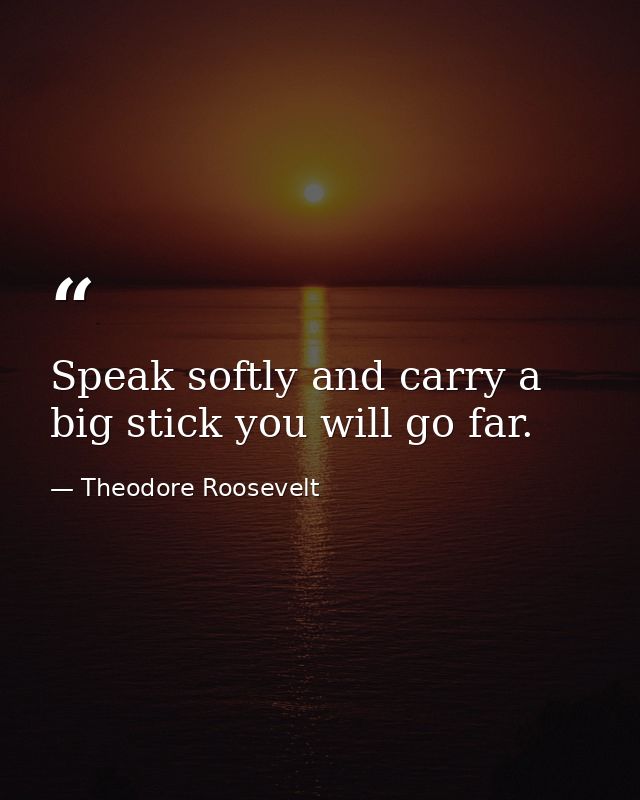 Speak softly and carry a big stick you will go far. — Theodore Roosevelt