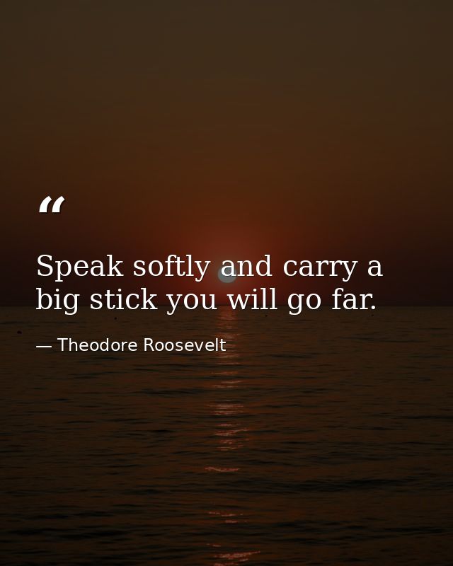 Speak softly and carry a big stick you will go far. — Theodore Roosevelt