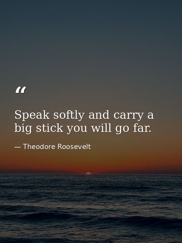 Speak softly and carry a big stick you will go far. — Theodore Roosevelt