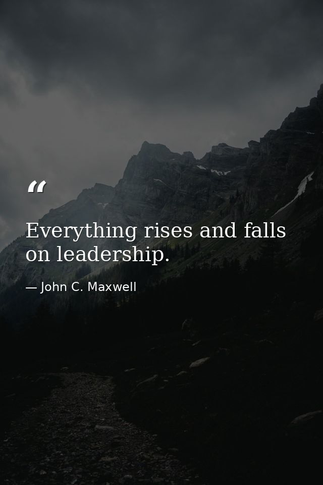 Everything rises and falls on leadership. — John C. Maxwell
