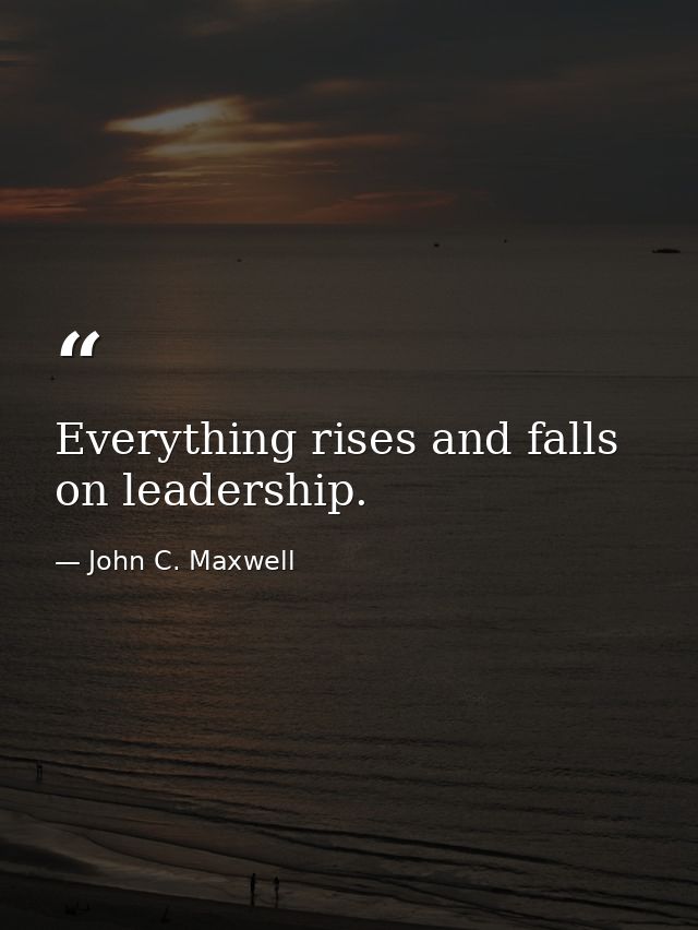 Everything rises and falls on leadership. — John C. Maxwell