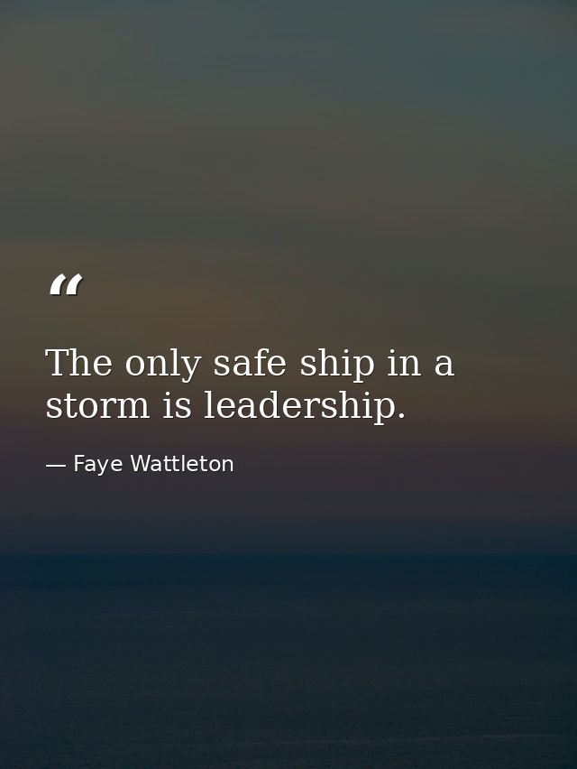 The only safe ship in a storm is leadership. — Faye Wattleton