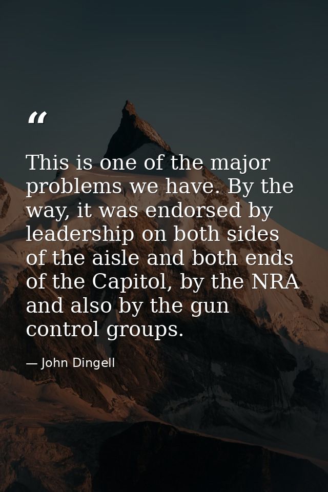 This is one of the major problems we have. By the way, it was endorsed by leadership on both sides of the aisle and both — John Dingell