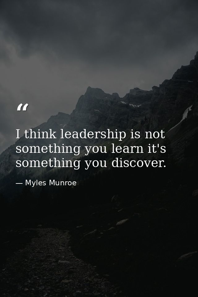 I think leadership is not something you learn it's something you discover. — Myles Munroe