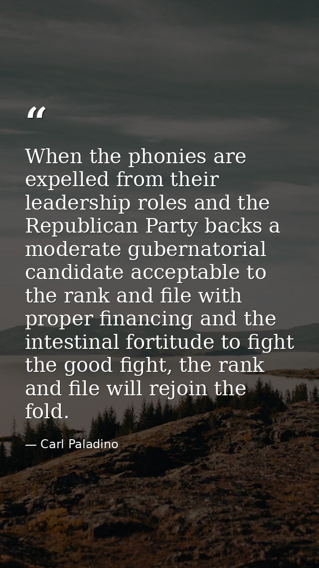 When the phonies are expelled from their leadership roles and the Republican Party backs a moderate gubernatorial candid — Carl Paladino