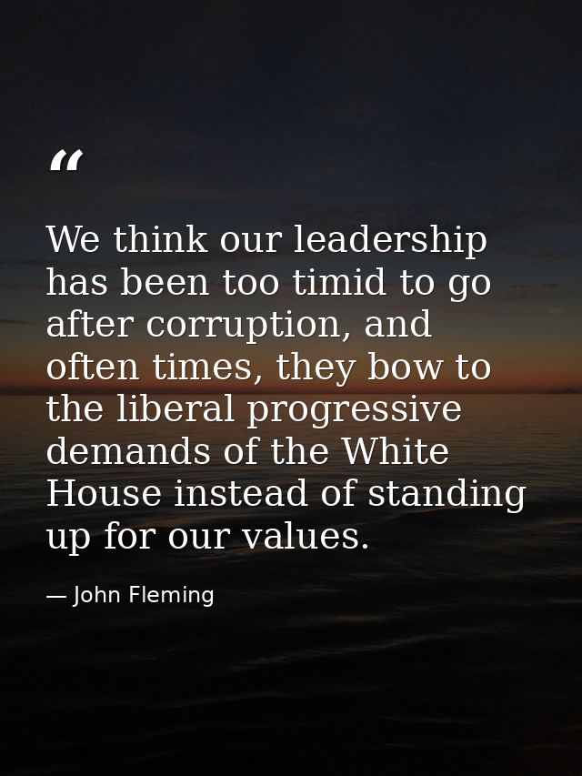 We think our leadership has been too timid to go after corruption, and often times, they bow to the liberal progressive  — John Fleming