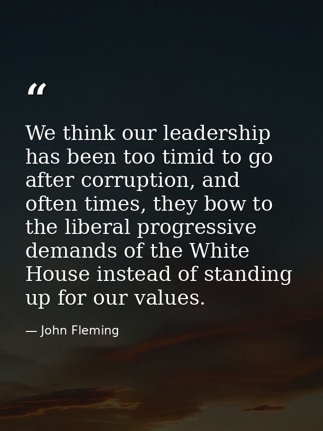 We think our leadership has been too timid to go after corruption, and often times, they bow to the liberal progressive  — John Fleming