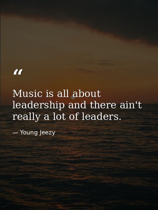 Music is all about leadership and there ain't really a lot of leaders. — Young Jeezy