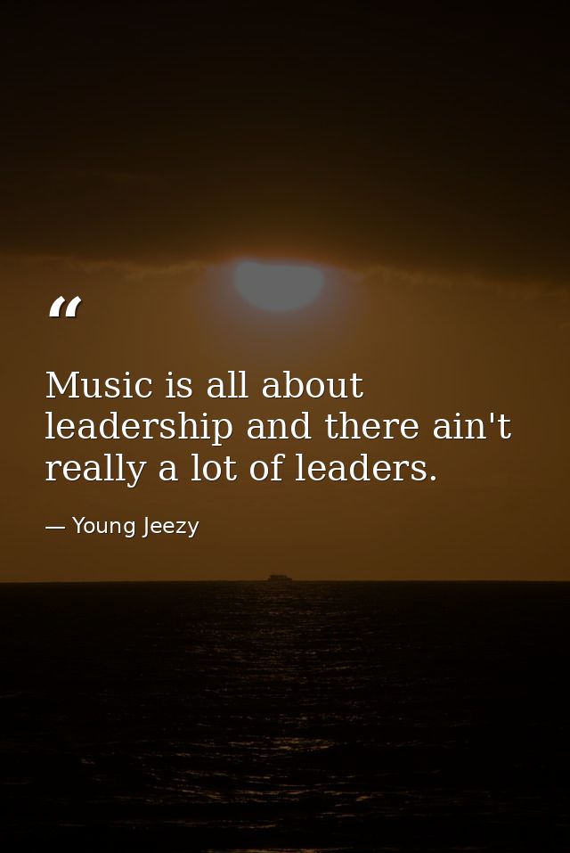 Music is all about leadership and there ain't really a lot of leaders. — Young Jeezy