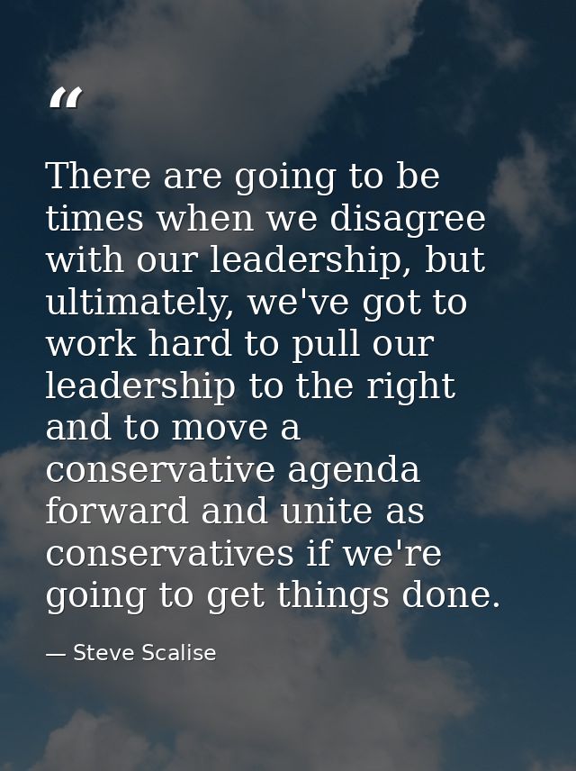 There are going to be times when we disagree with our leadership, but ultimately, we've got to work hard to pull our lea — Steve Scalise