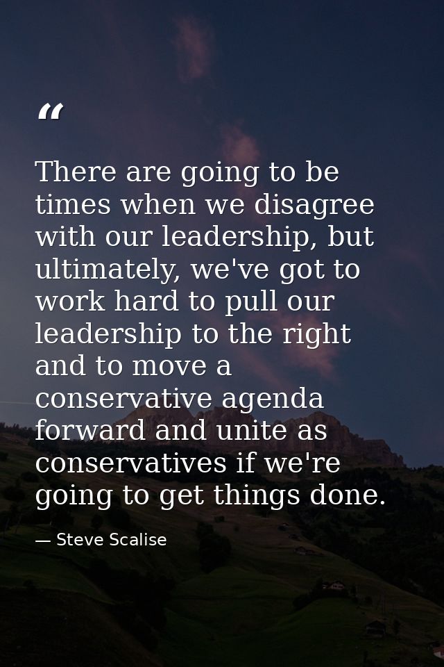 There are going to be times when we disagree with our leadership, but ultimately, we've got to work hard to pull our lea — Steve Scalise