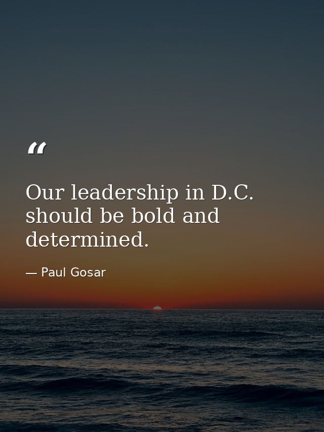 Our leadership in D.C. should be bold and determined. — Paul Gosar