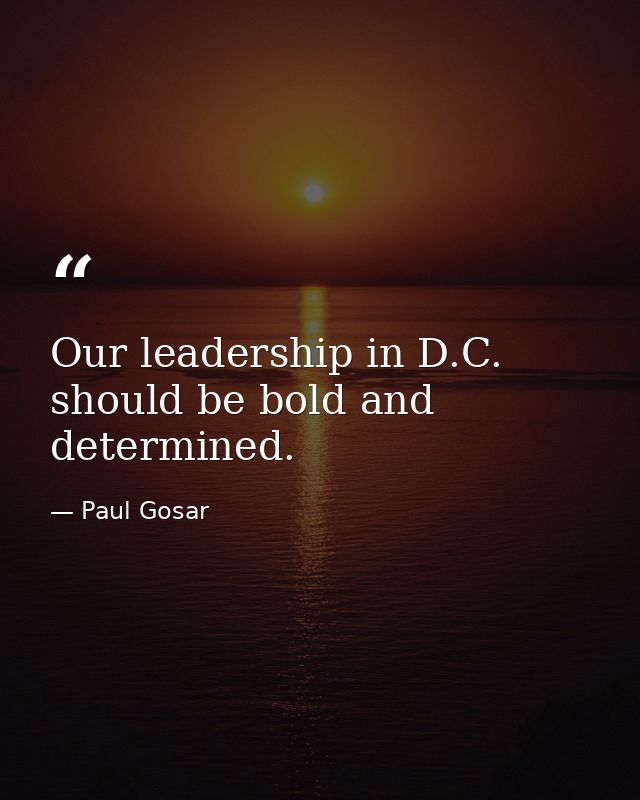 Our leadership in D.C. should be bold and determined. — Paul Gosar