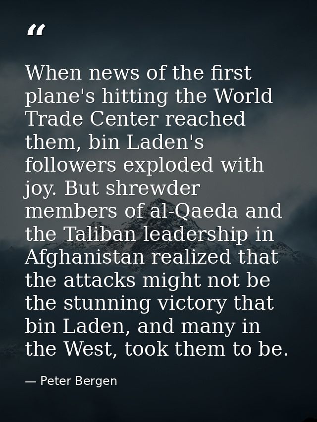 When news of the first plane's hitting the World Trade Center reached them, bin Laden's followers exploded with joy. But — Peter Bergen