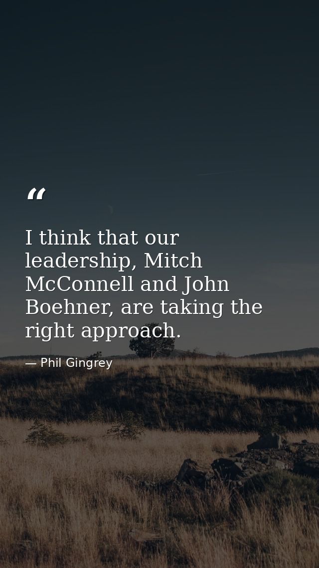 I think that our leadership, Mitch McConnell and John Boehner, are taking the right approach. — Phil Gingrey
