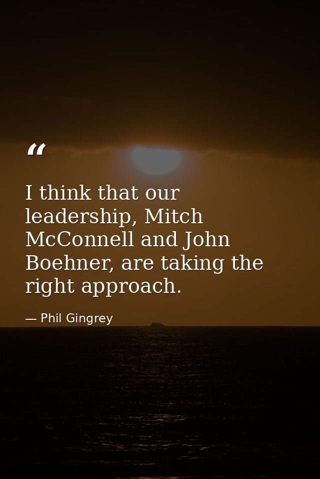 I think that our leadership, Mitch McConnell and John Boehner, are taking the right approach. — Phil Gingrey