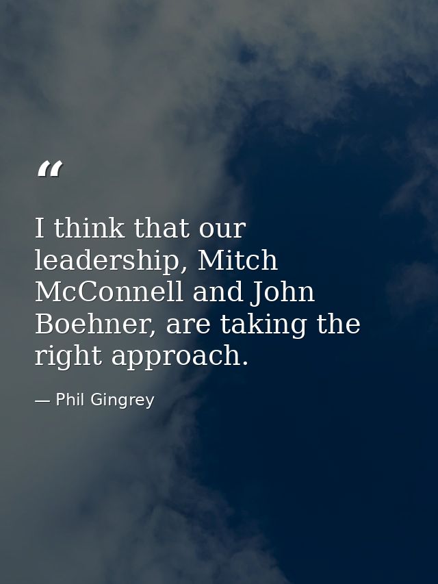 I think that our leadership, Mitch McConnell and John Boehner, are taking the right approach. — Phil Gingrey