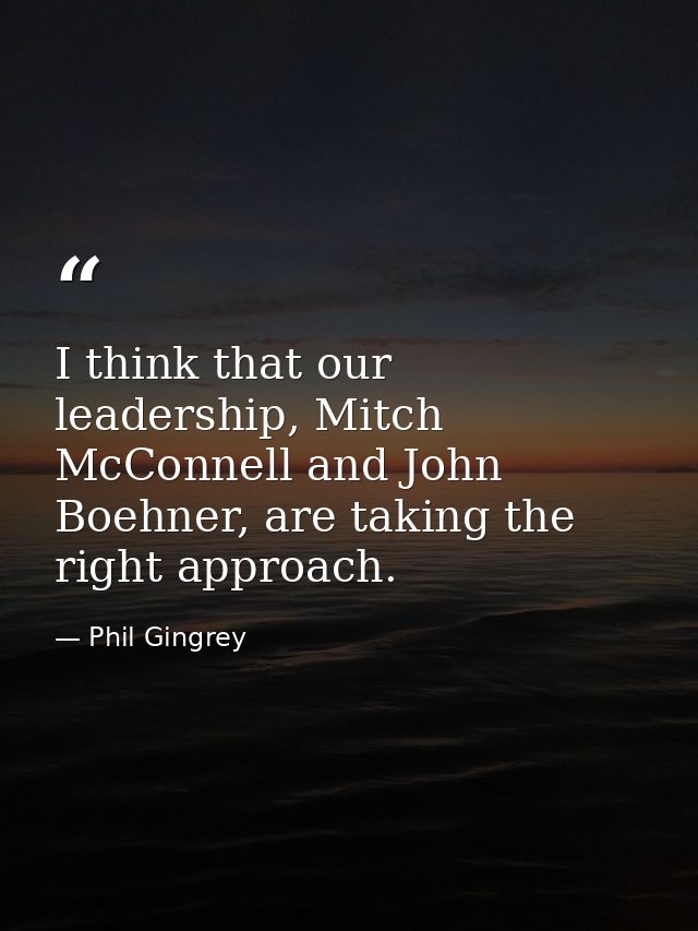 I think that our leadership, Mitch McConnell and John Boehner, are taking the right approach. — Phil Gingrey