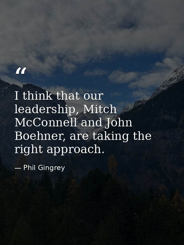 I think that our leadership, Mitch McConnell and John Boehner, are taking the right approach. — Phil Gingrey