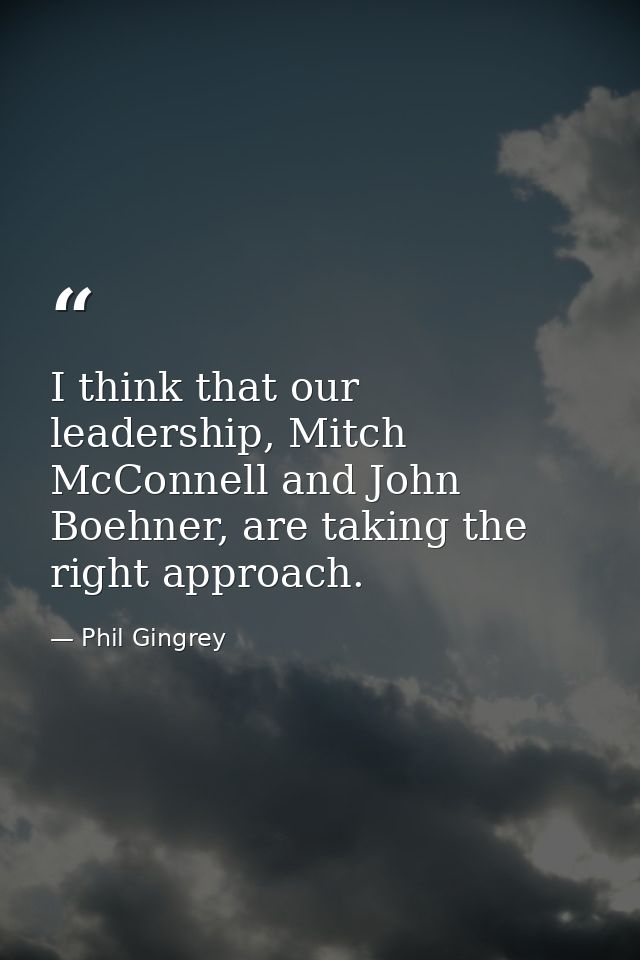 I think that our leadership, Mitch McConnell and John Boehner, are taking the right approach. — Phil Gingrey