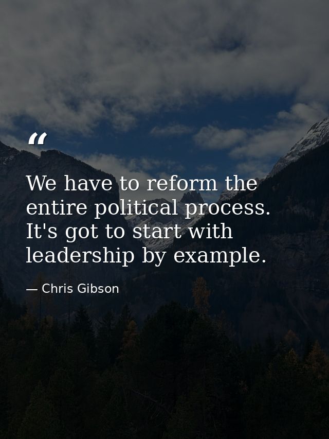 We have to reform the entire political process. It's got to start with leadership by example. — Chris Gibson