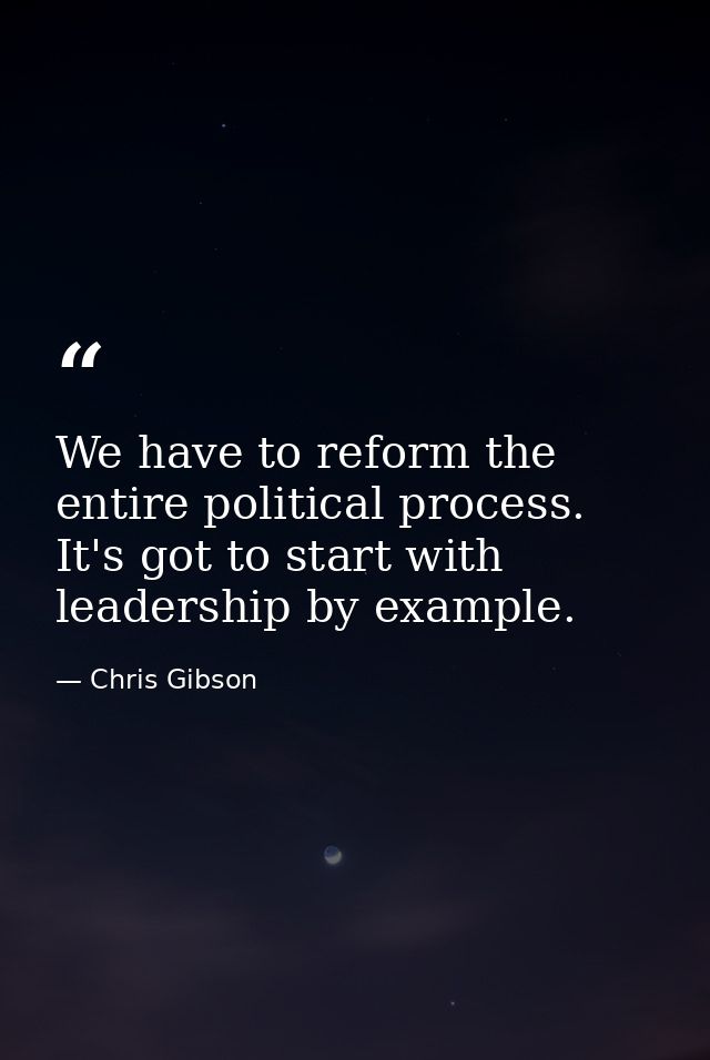 We have to reform the entire political process. It's got to start with leadership by example. — Chris Gibson