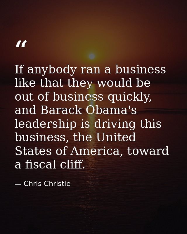 If anybody ran a business like that they would be out of business quickly, and Barack Obama's leadership is driving this — Chris Christie