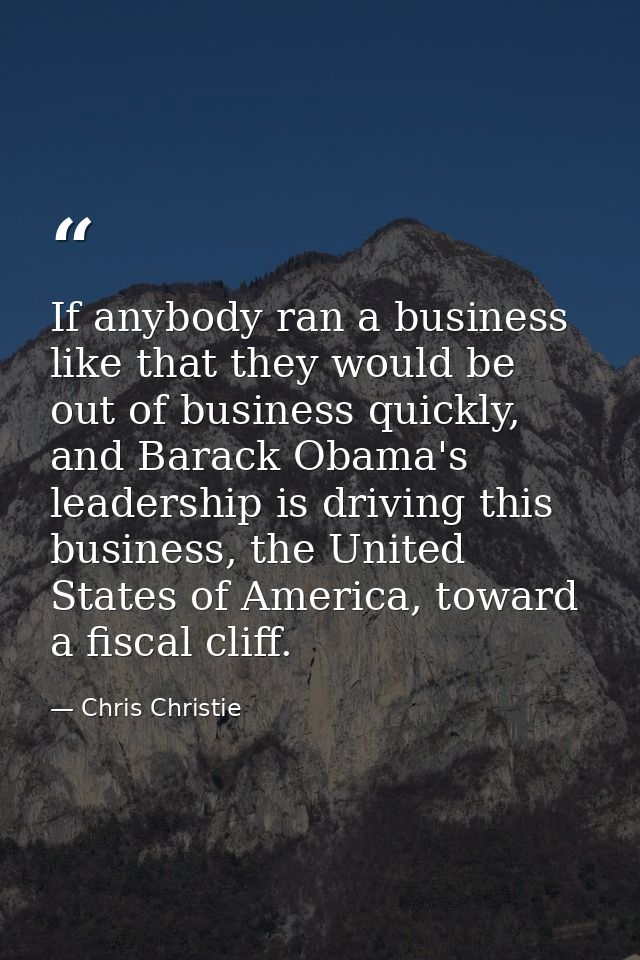If anybody ran a business like that they would be out of business quickly, and Barack Obama's leadership is driving this — Chris Christie