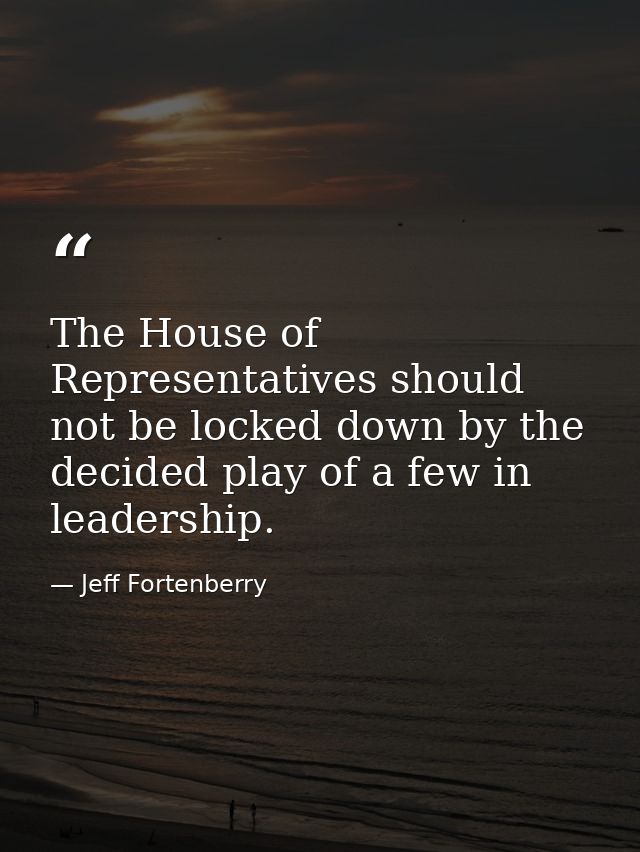 The House of Representatives should not be locked down by the decided play of a few in leadership. — Jeff Fortenberry