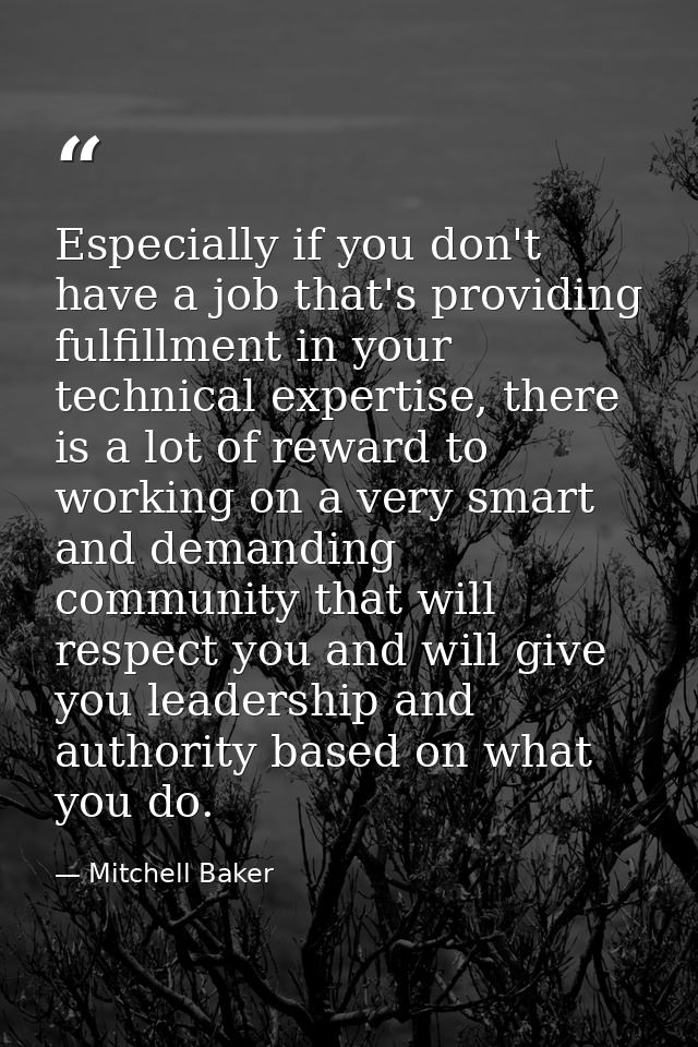 Especially if you don't have a job that's providing fulfillment in your technical expertise, there is a lot of reward to — Mitchell Baker