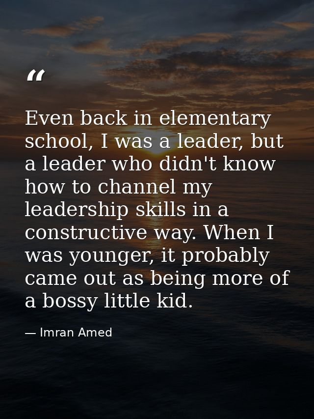 Even back in elementary school, I was a leader, but a leader who didn't know how to channel my leadership skills in a co — Imran Amed