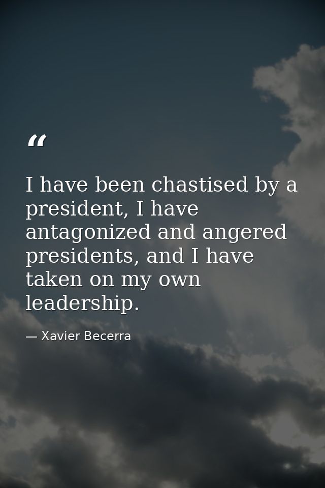 I have been chastised by a president, I have antagonized and angered presidents, and I have taken on my own leadership. — Xavier Becerra