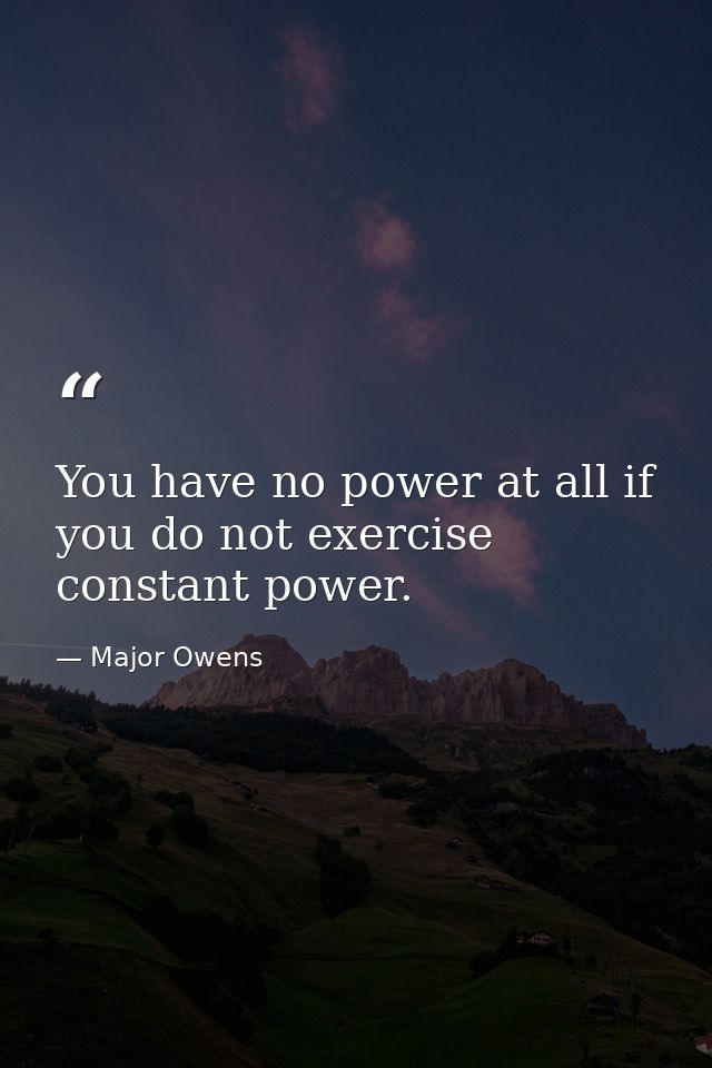 You have no power at all if you do not exercise constant power. — Major Owens