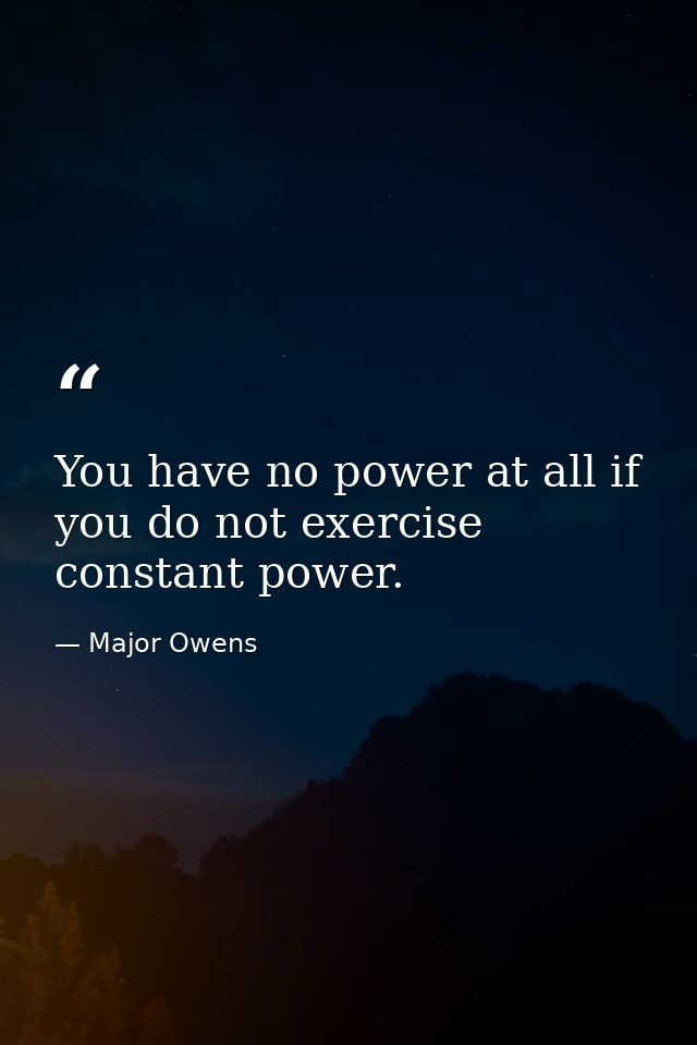 You have no power at all if you do not exercise constant power. — Major Owens