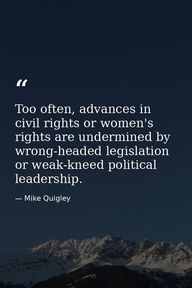 Too often, advances in civil rights or women's rights are undermined by wrong-headed legislation or weak-kneed political — Mike Quigley