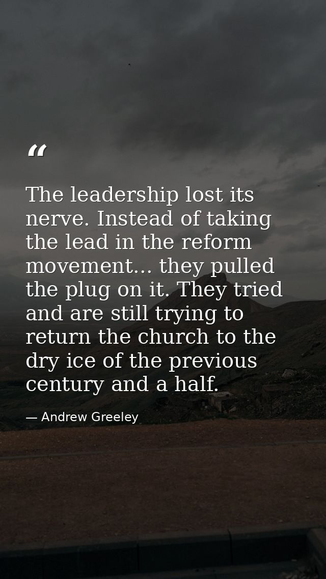 The leadership lost its nerve. Instead of taking the lead in the reform movement... they pulled the plug on it. They tri — Andrew Greeley