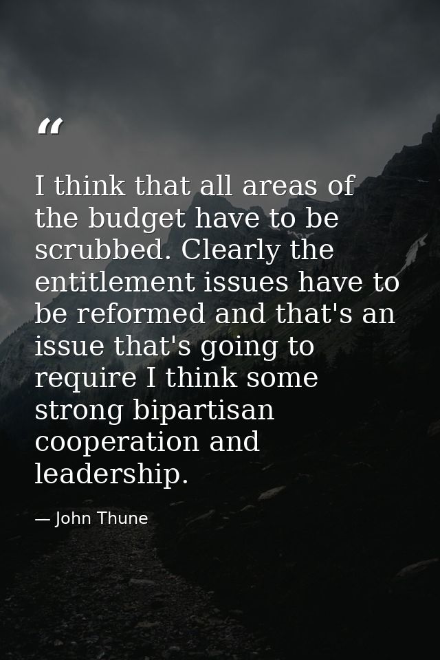 I think that all areas of the budget have to be scrubbed. Clearly the entitlement issues have to be reformed and that's  — John Thune