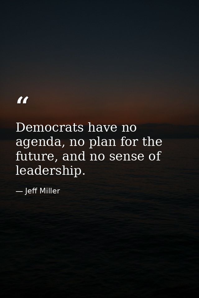 Democrats have no agenda, no plan for the future, and no sense of leadership. — Jeff Miller