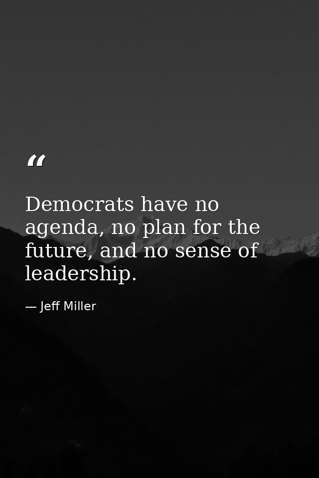 Democrats have no agenda, no plan for the future, and no sense of leadership. — Jeff Miller