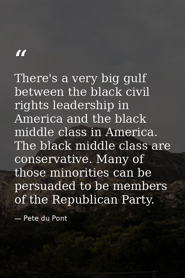 There's a very big gulf between the black civil rights leadership in America and the black middle class in America. The  — Pete du Pont