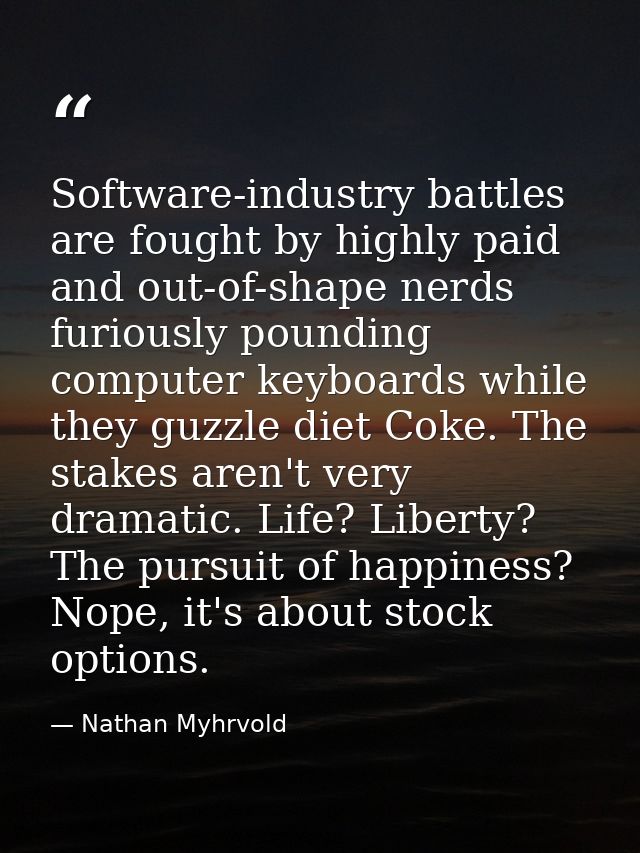Software-industry battles are fought by highly paid and out-of-shape nerds furiously pounding computer keyboards while t — Nathan Myhrvold