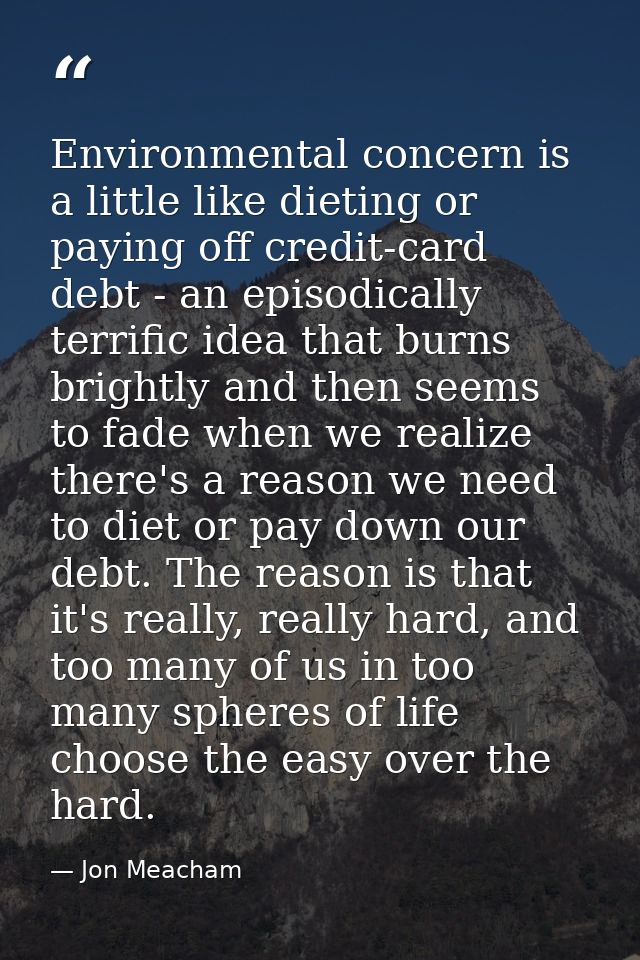 Environmental concern is a little like dieting or paying off credit-card debt - an episodically terrific idea that burns — Jon Meacham