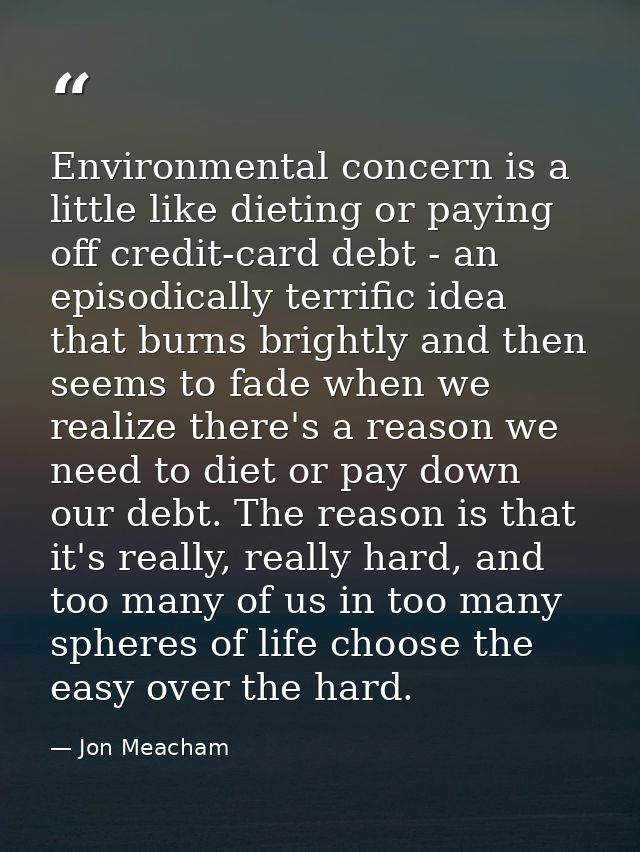 Environmental concern is a little like dieting or paying off credit-card debt - an episodically terrific idea that burns — Jon Meacham