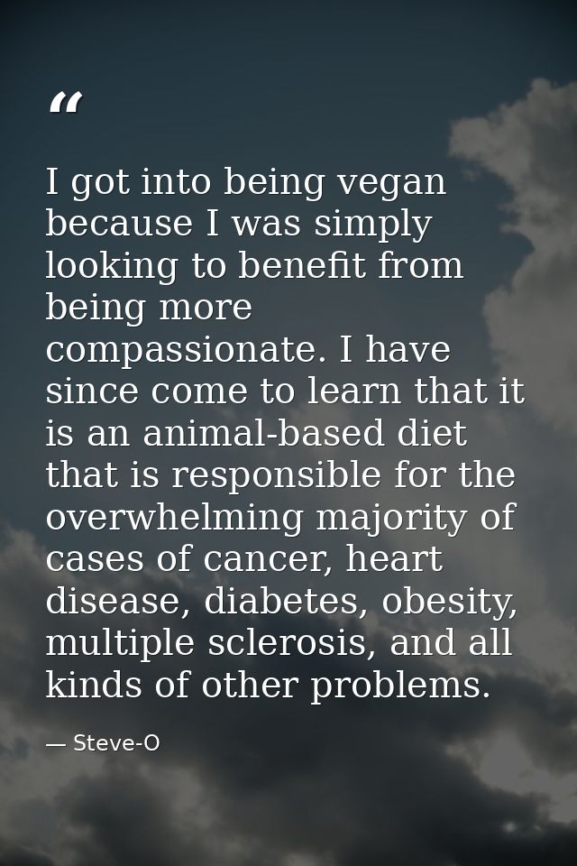 I got into being vegan because I was simply looking to benefit from being more compassionate. I have since come to learn — Steve-O