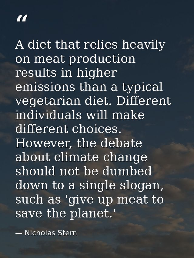 A diet that relies heavily on meat production results in higher emissions than a typical vegetarian diet. Different indi — Nicholas Stern