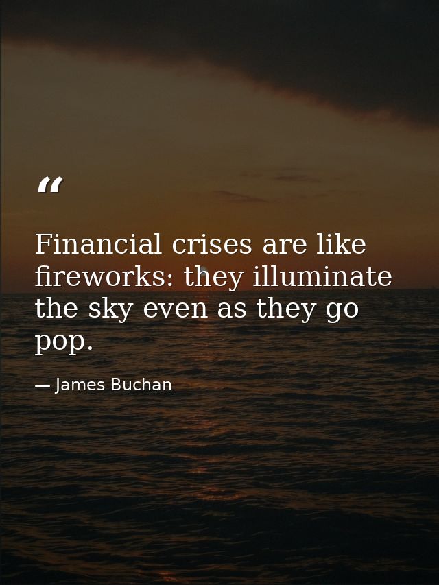 Financial crises are like fireworks: they illuminate the sky even as they go pop. — James Buchan