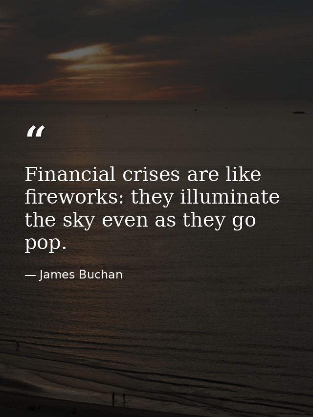 Financial crises are like fireworks: they illuminate the sky even as they go pop. — James Buchan