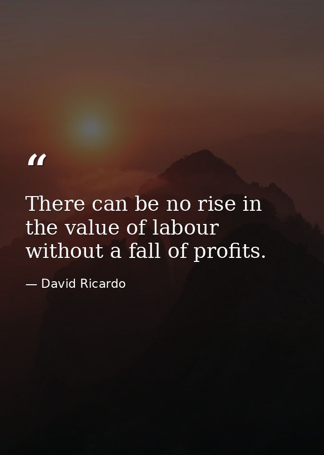 There can be no rise in the value of labour without a fall of profits. — David Ricardo