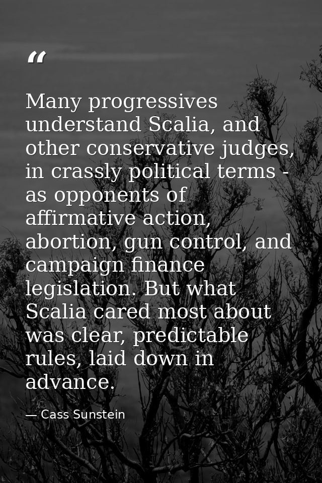 Many progressives understand Scalia, and other conservative judges, in crassly political terms - as opponents of affirma — Cass Sunstein